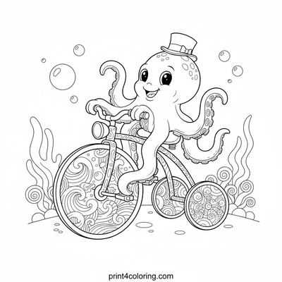 Octopus's Grand Tricycle Ballet - free printable coloring page