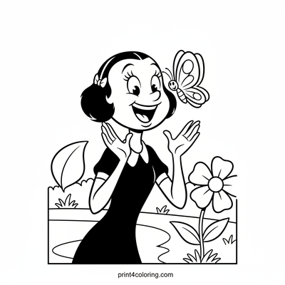 Olive Oyl's Playful Butterfly Surprise