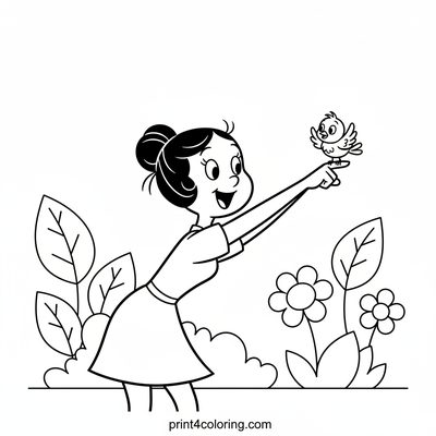 Olive Oyl's Sweet Feathered Friend - free printable coloring page
