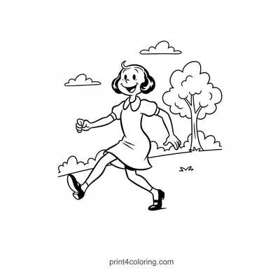 Olive Oyl's Lively Park Stroll - free printable coloring page
