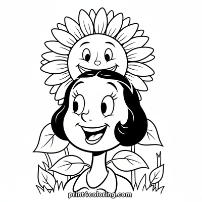 Olive Oyl's Giant Sunflower Discovery - free printable coloring page