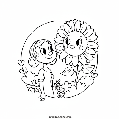 Olive Oyl's Sunflower Surprise - free printable coloring page