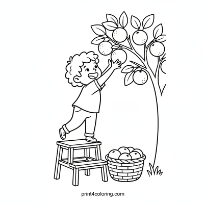 Little Picker's Orange Orchard Adventure - free printable coloring page