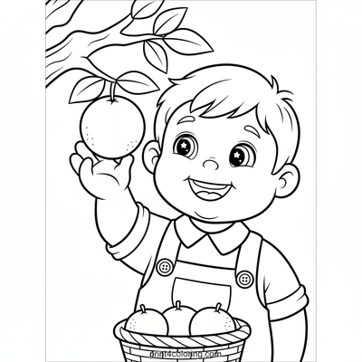 Little Picker's Orange Delight - free printable coloring page