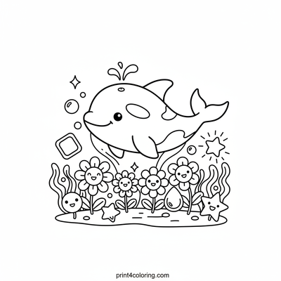 Orca's Magical Ocean Garden Adventure - free printable coloring page