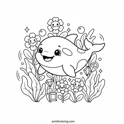 Orca's Sparkling Sea Garden Adventure - free printable coloring page