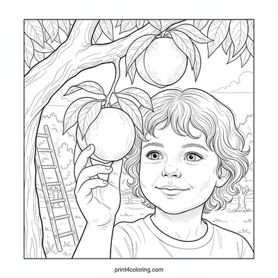 Sweet Nectarine Harvest - free printable coloring page