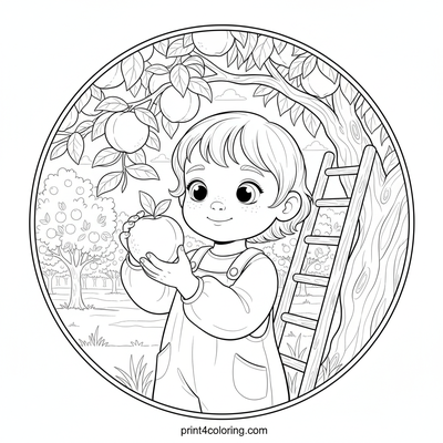 Sunny Nectarine Harvest Adventure - free printable coloring page