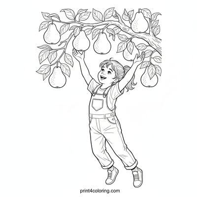 Sunny Orchard Pear Picking Adventure - free printable coloring page