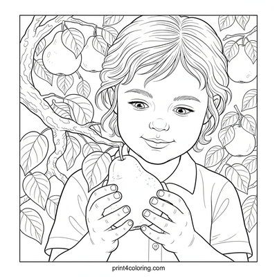Joyful Orchard Pear Harvest - free printable coloring page