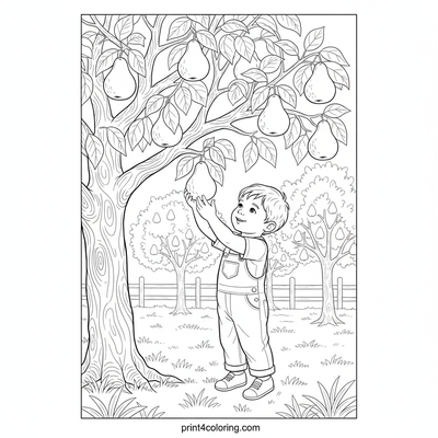 Bountiful Orchard Pear Picking Adventure - free printable coloring page