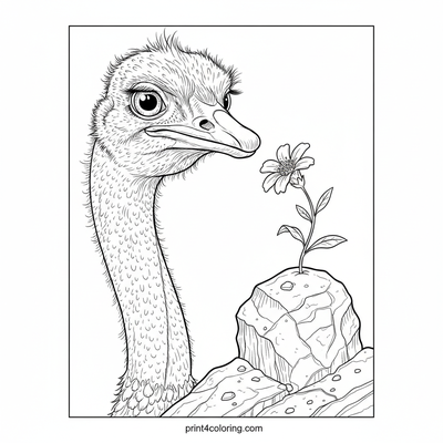 The Ostrich's Peculiar Snack Time - free printable coloring page