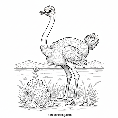 Ostrich's Hilarious Snack Quest - free printable coloring page