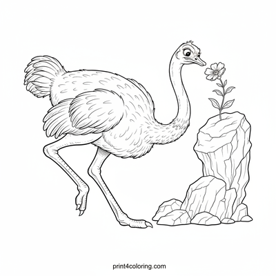 Ostrich's Peculiar Snack Time - free printable coloring page