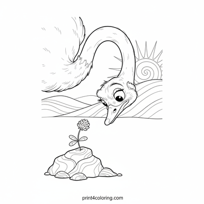 Ostrich's Comical Snack Time Adventure - free printable coloring page