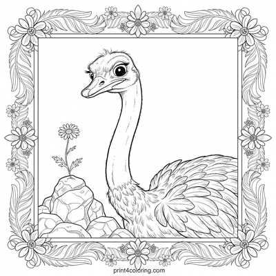 Ostrich's Peculiar Snack Time - free printable coloring page