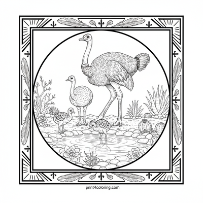 Ostrich coloring pages preview
