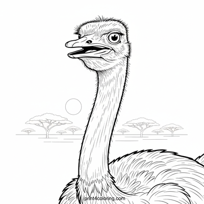 Ostrich Power Sprint: Savanna Majesty - free printable coloring page