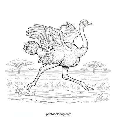 Savanna Sprinter: Majestic Ostrich Run - free printable coloring page