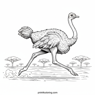 Savanna Ostrich Sprint - free printable coloring page