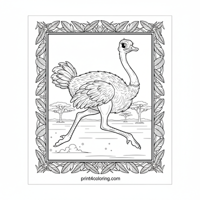 Ostrich Savanna Sprint - free printable coloring page