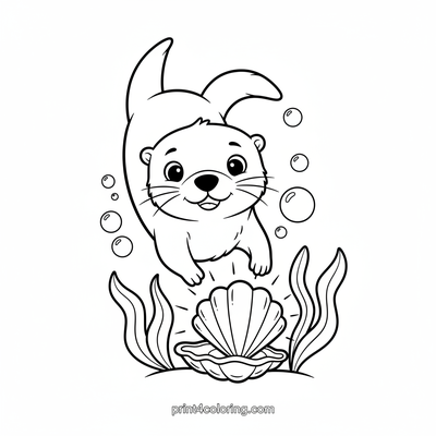 Otter's Underwater Treasure Hunt - free printable coloring page