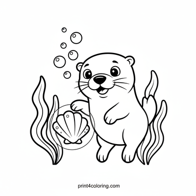 Otter's Magical Shell Dive - free printable coloring page