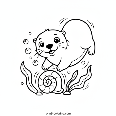 Otter's Magical Underwater Shell Hunt - free printable coloring page