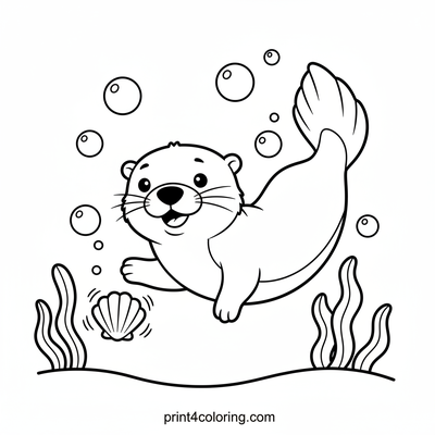 Curious Otter's Glowing Shell Dive - free printable coloring page