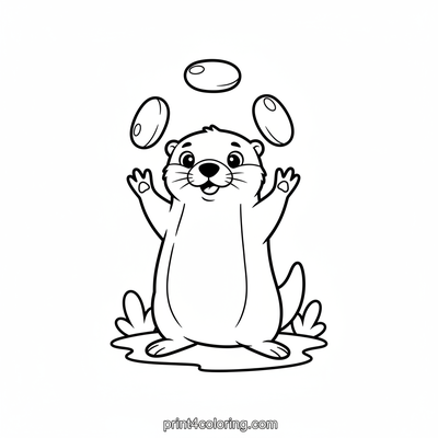 Ollie the Otter's Amazing Juggling Act - free printable coloring page