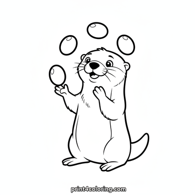 Otter's Amazing Pebble Juggling Show - free printable coloring page