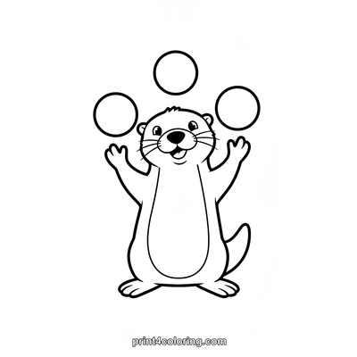 Otter's Amazing Pebble Juggling Show - free printable coloring page