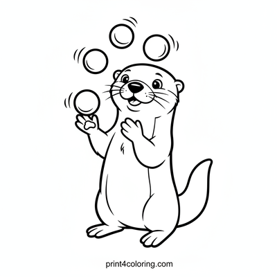 Playful Otter's Pebble Juggling Show - free printable coloring page