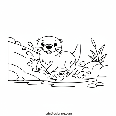 Joyful Otter's River Slide - free printable coloring page