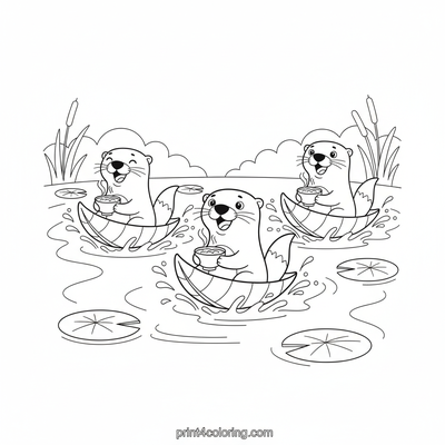 The Great Otter Soup Race - free printable coloring page