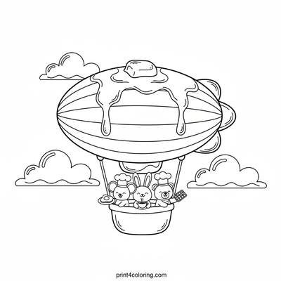 The Great Pancake Blimp Breakfast Delivery - free printable coloring page