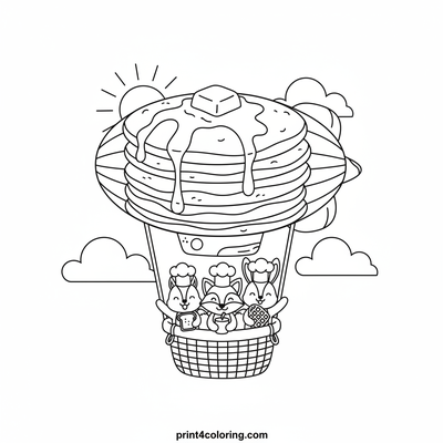 The Great Pancake Blimp Breakfast Delivery! - free printable coloring page