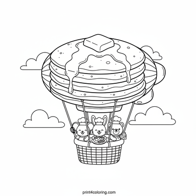 Fluffy Pancake Blimp Adventure - free printable coloring page