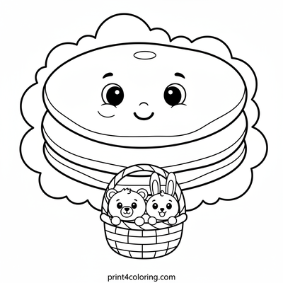 Sweet Sky Adventure: Pancake Cloud Ride - free printable coloring page