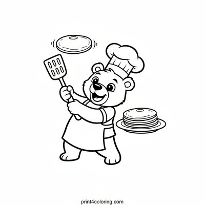 Bear Chef's Flipping Fantastic Pancakes - free printable coloring page