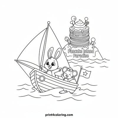 Sweet Voyage to Pancake Island! - free printable coloring page