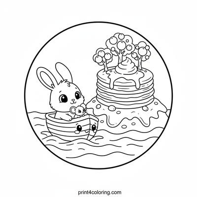 Sweet Sailing to Pancake Paradise - free printable coloring page