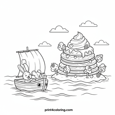 Sweet Sail to Pancake Island - free printable coloring page