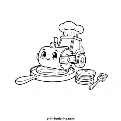 Chef Steamroller's Gigantic Pancake - free printable coloring page