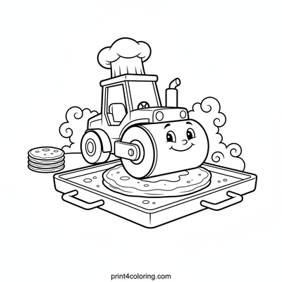 Chef Steamroller's Pancake Power - free printable coloring page