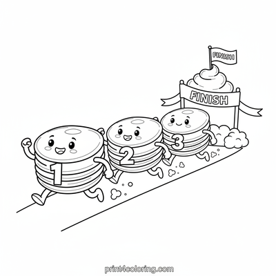 The Great Pancake Dash! - free printable coloring page