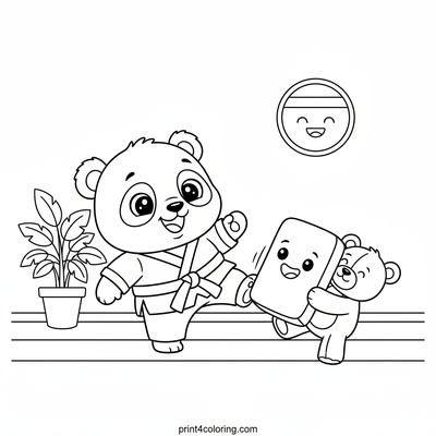 Little Panda's Taekwondo Adventure - free printable coloring page