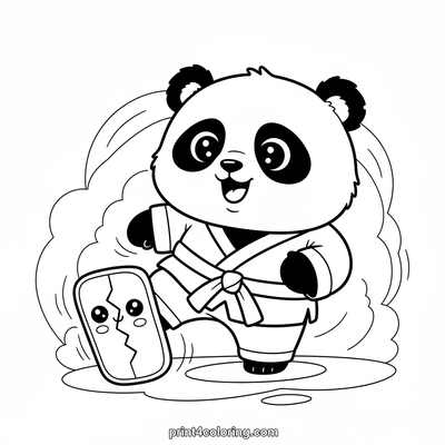 Little Panda's First Taekwondo Kick - free printable coloring page