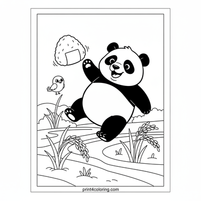 Panda's Paddy Feast - free printable coloring page