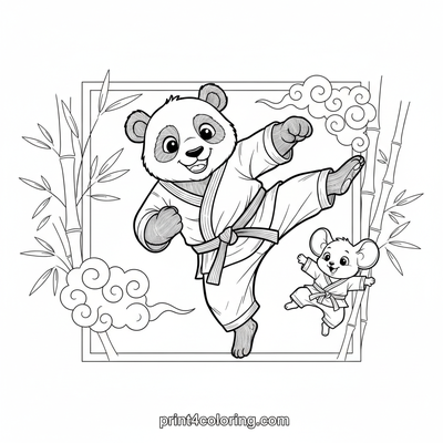Panda Sensei's First Dojo Lesson - free printable coloring page